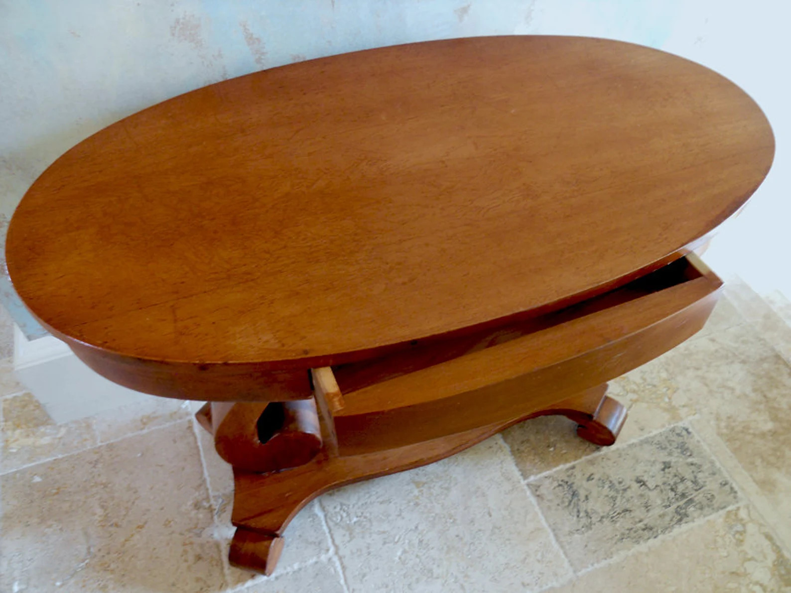 Mahogany Empire Revival Oval Library Table | Etsy (Global)