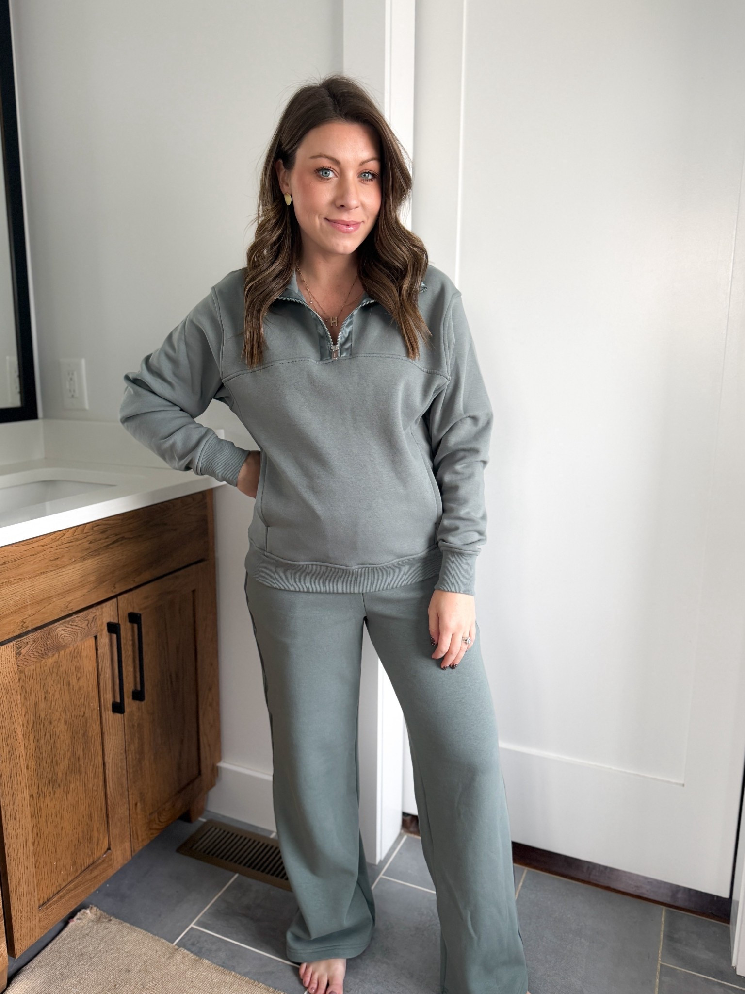 Luxe set and under $50!!!! 👏 
I’m wearing a medium in top & button for bump. Would be such a good travel set! 

#LTKTravel #LTKootd #LTKBump