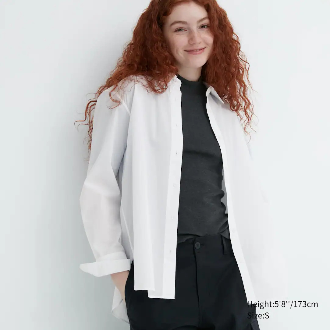 Cotton Long Sleeved Shirt | UNIQLO (UK)