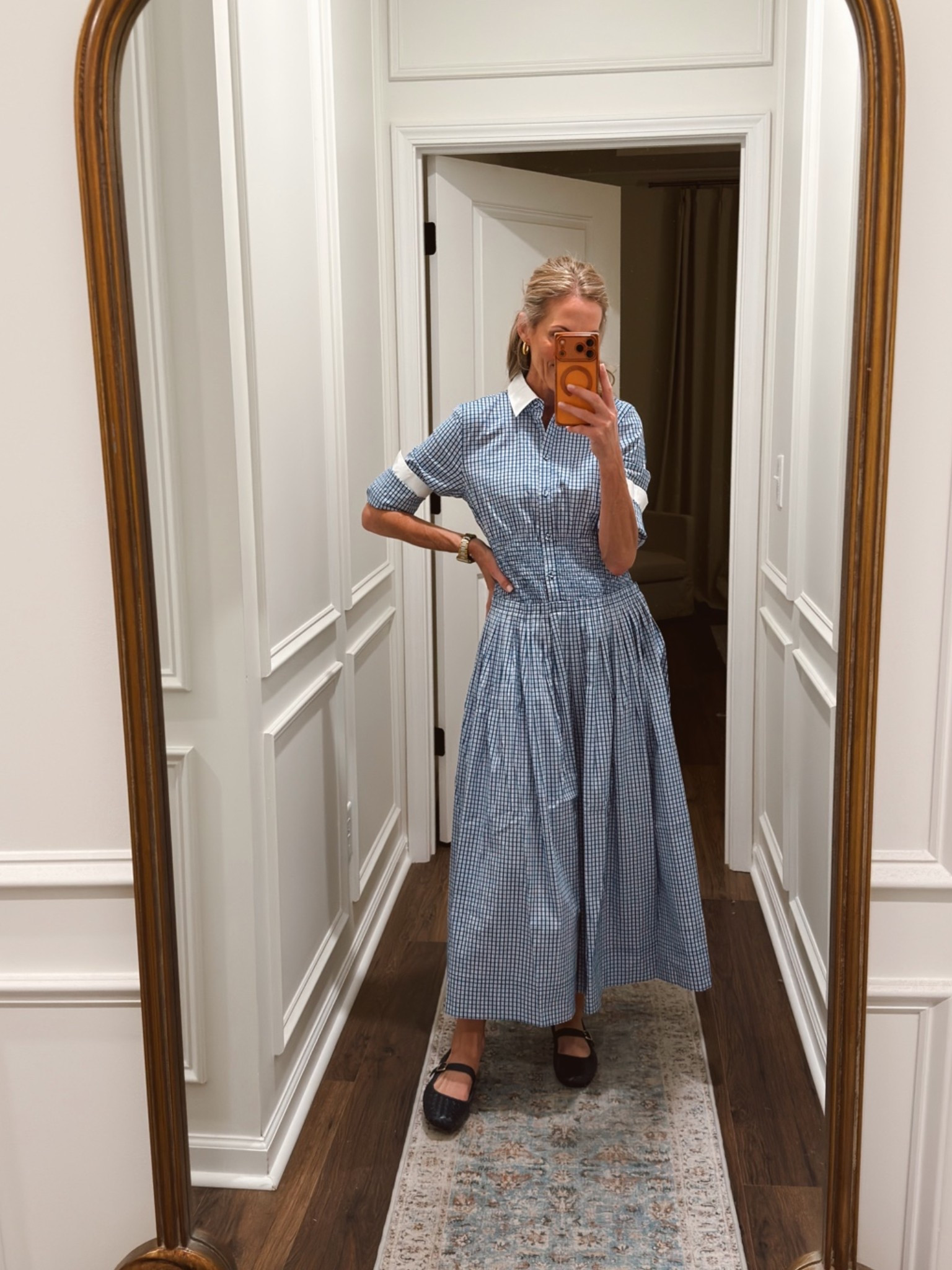 Today’s OOTD is this cute dress from Walmart. TTS extra small. Woven flats also Walmart new arrivals.