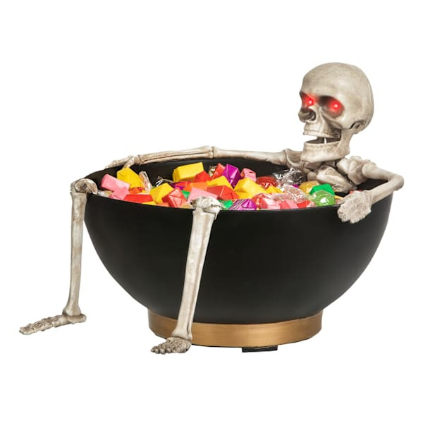 Animated Halloween Skeleton Candy Bowl | At Home
