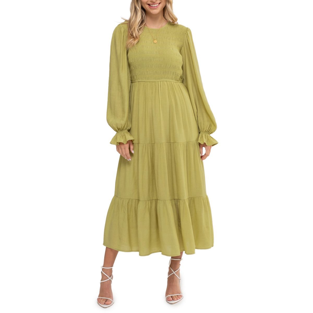 August Sky Women's Smocked Body Long Sleeve Dress | Target