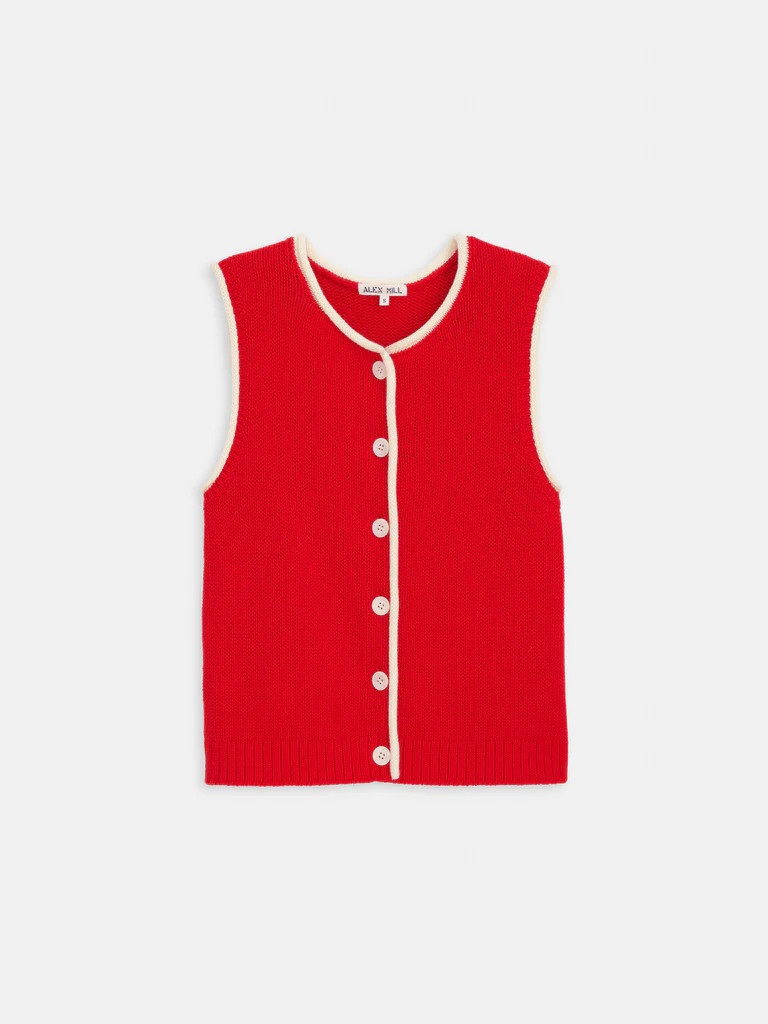Bridget Tipped Vest in Cotton | Alex Mill