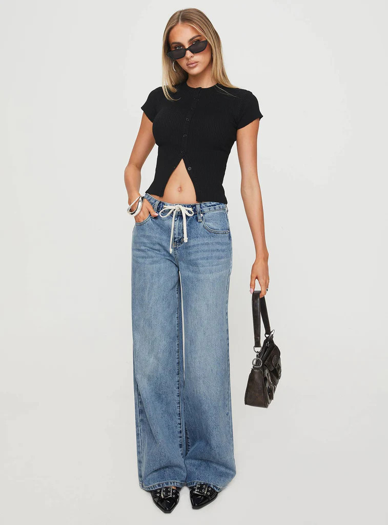 Mellowed Out Slouchy Jeans Mid Blue | Princess Polly US