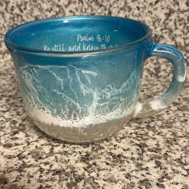 Beach Inspired Coffee Mug Hand Poured Resin Art Cocktail - Etsy | Etsy (US)