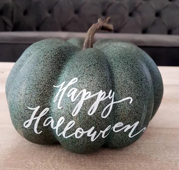 HAPPY HALLOWEEN Pumpkin, Blue Pumpkin Decor, calligraphy pumpkin, fall decor - One | Etsy (CAD)