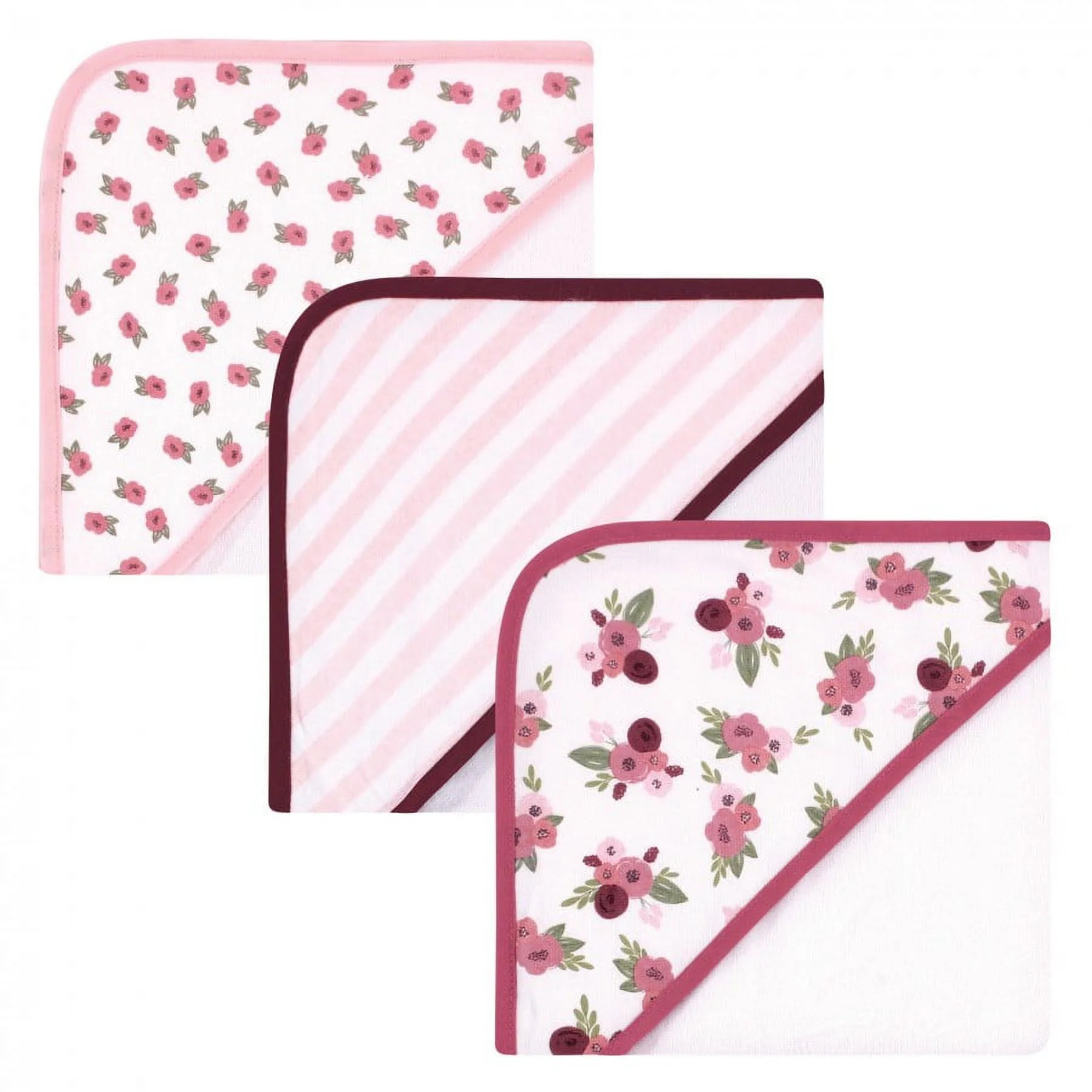 Hudson Baby Infant Girl Cotton Rich Hooded Towels, Warm Floral, One Size | Walmart (US)