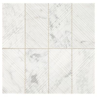 American Olean Genuine Stone White Carrara 11-in x 12-in Scored Natural Stone Marble Brick Stone ... | Lowe's