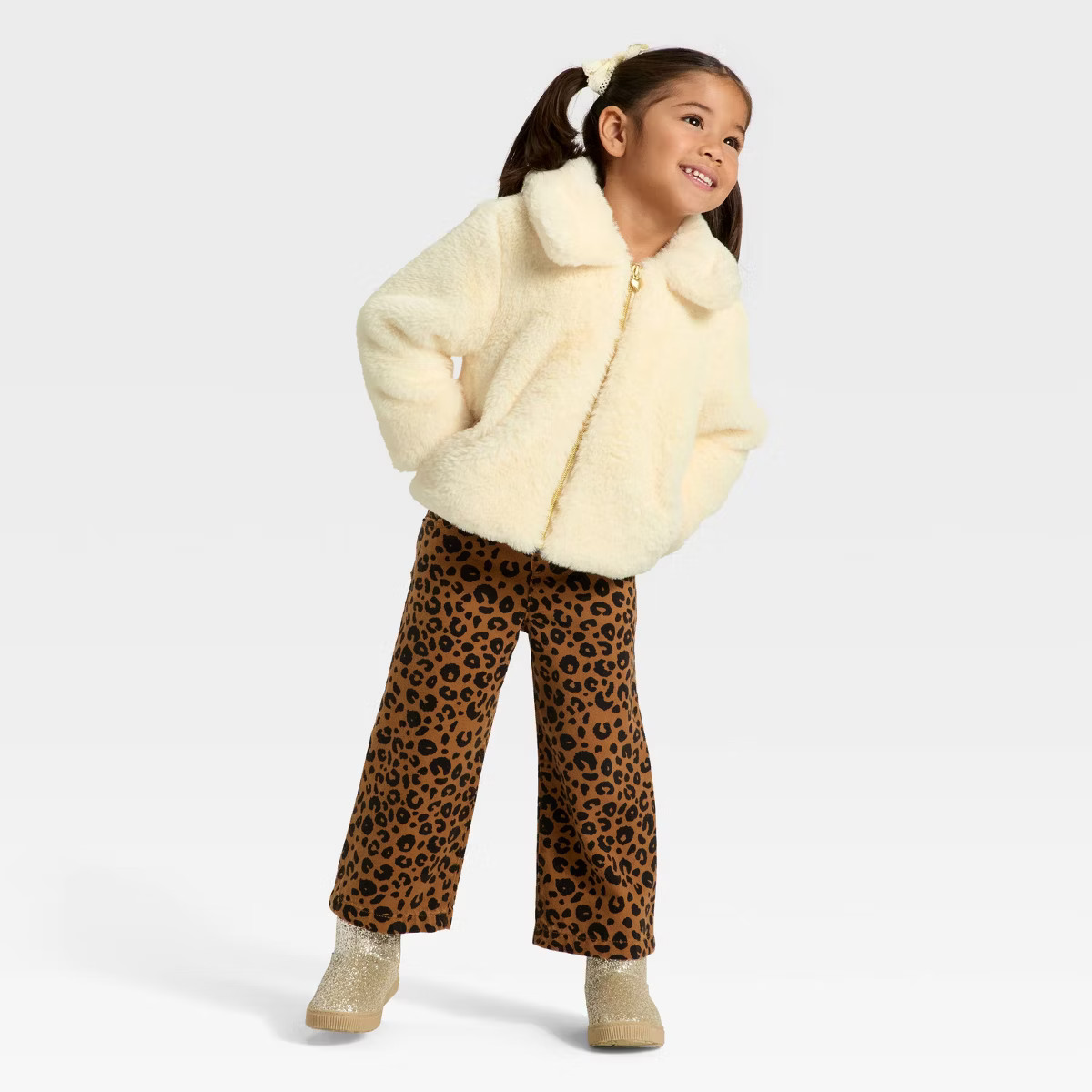 Toddler Girls' Holiday Dressy Faux Fur Jacket - Cat & Jack™ Cream | Target