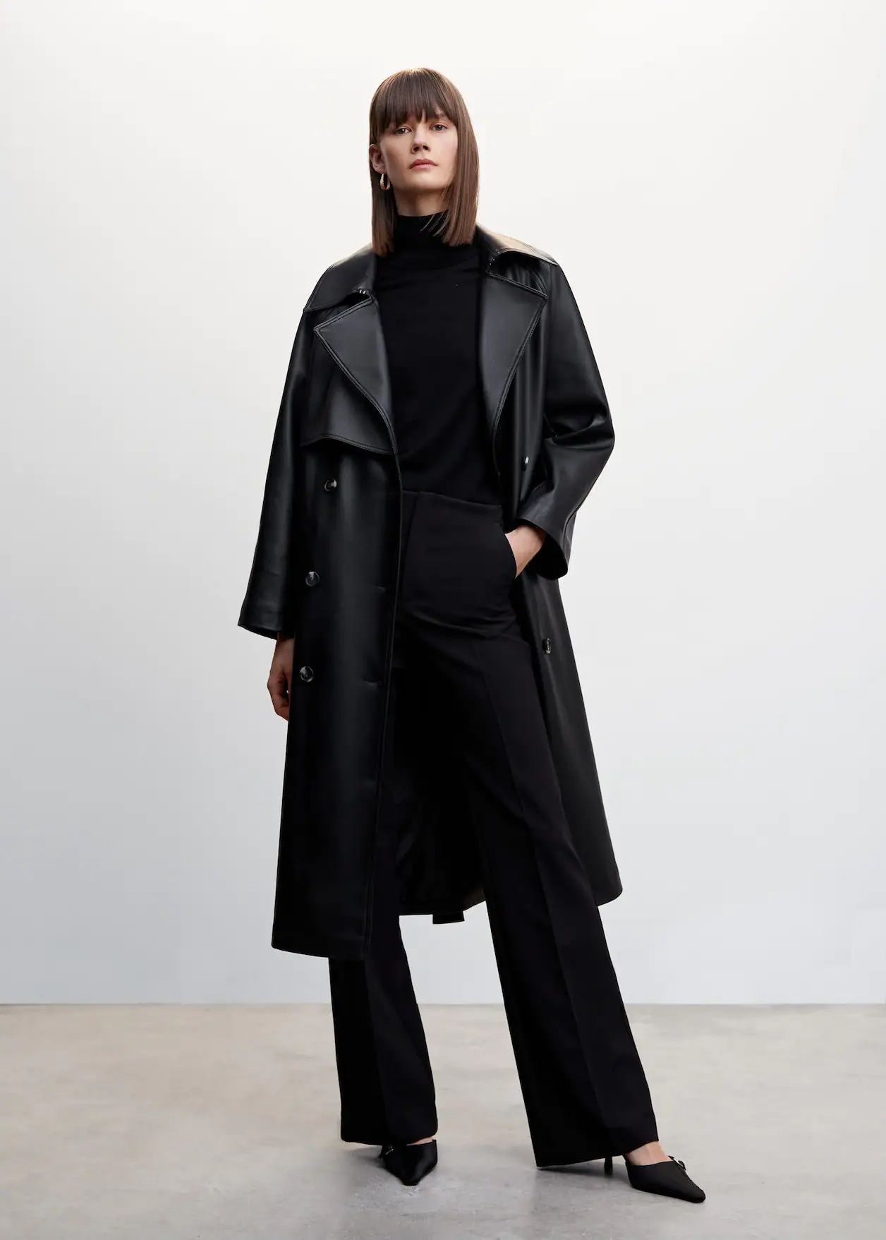 Oversize leather-effect trench coat -  Women | Mango USA | MANGO (US)