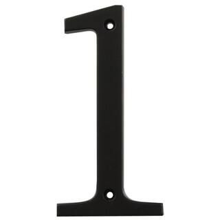 Everbilt 4 in. Black Flush Mount Metal House Number 1 30016 | The Home Depot