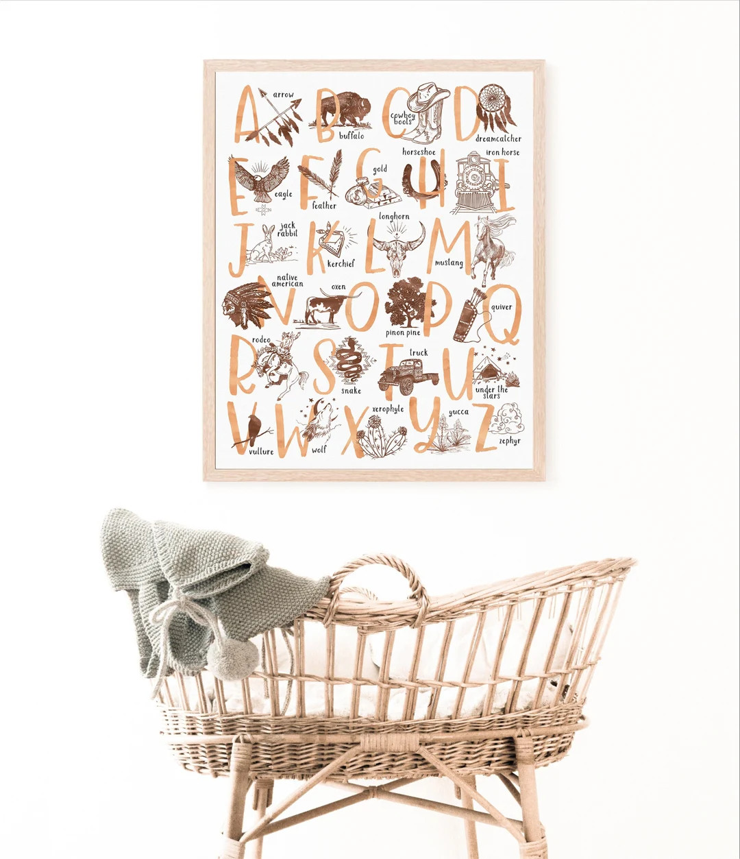 Cowboy Nursery Theme Art - The Wild West - Rodeo Cowboy ABCs - Western Boho Theme Nursery Wall Ar... | Etsy (US)