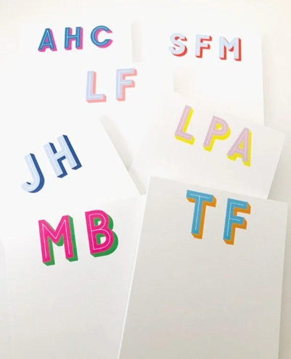 Personalize Monogram Notepad Initial Note Pad Modern Bright | Etsy | Etsy (US)