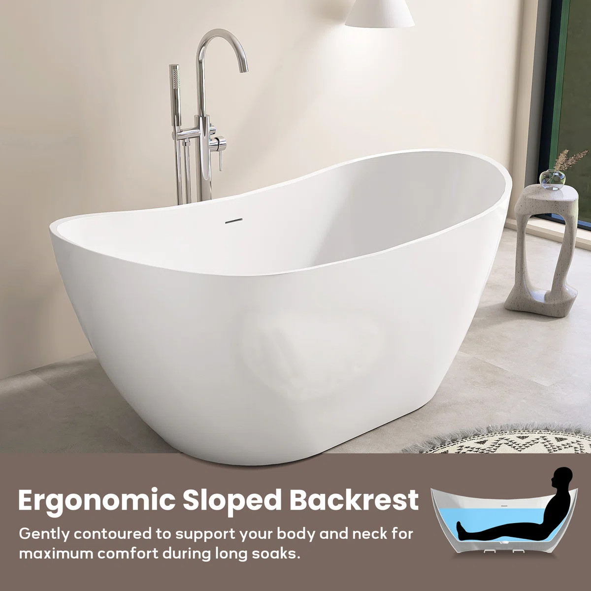 60'' Freestanding Acrylic Bathtub With Chrome Drain VB1-60 | Wayfair North America