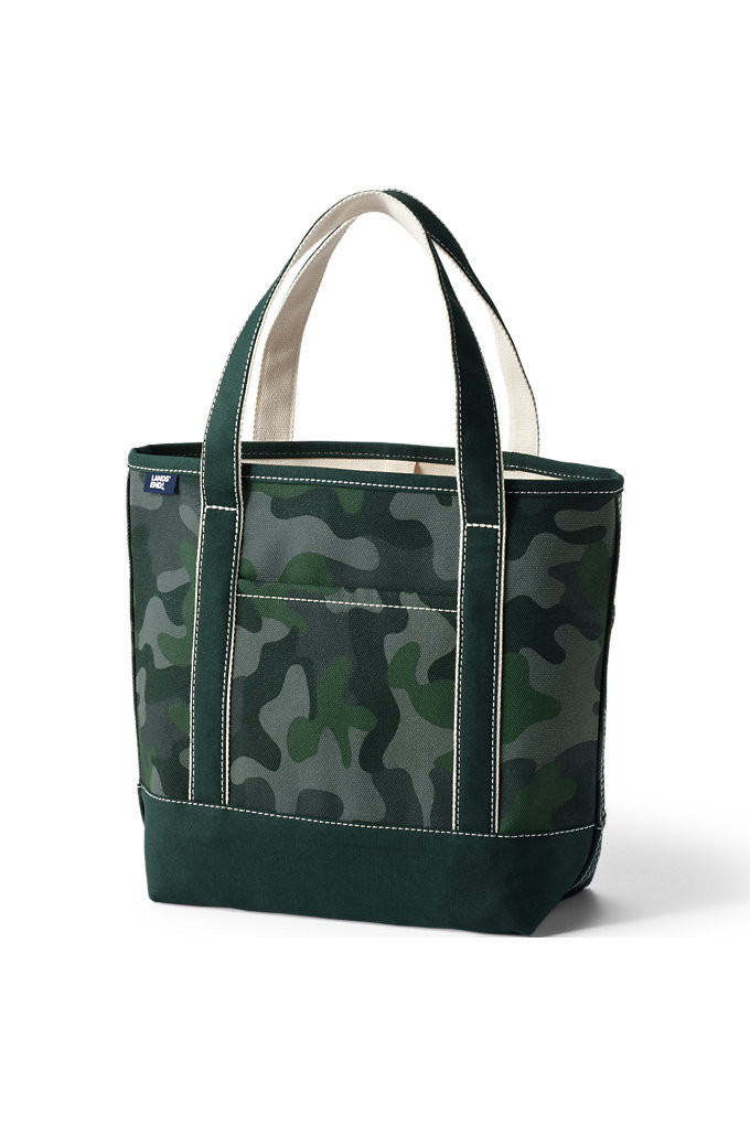 Medium Print 5 Pocket Open Top Canvas Tote Bag - Lands' End - Green | Lands' End (US)