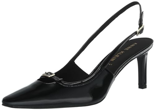 Anne Klein Women's Roxy Slingback Kitten Heel, Black Patent, 5.5 M | Amazon (US)