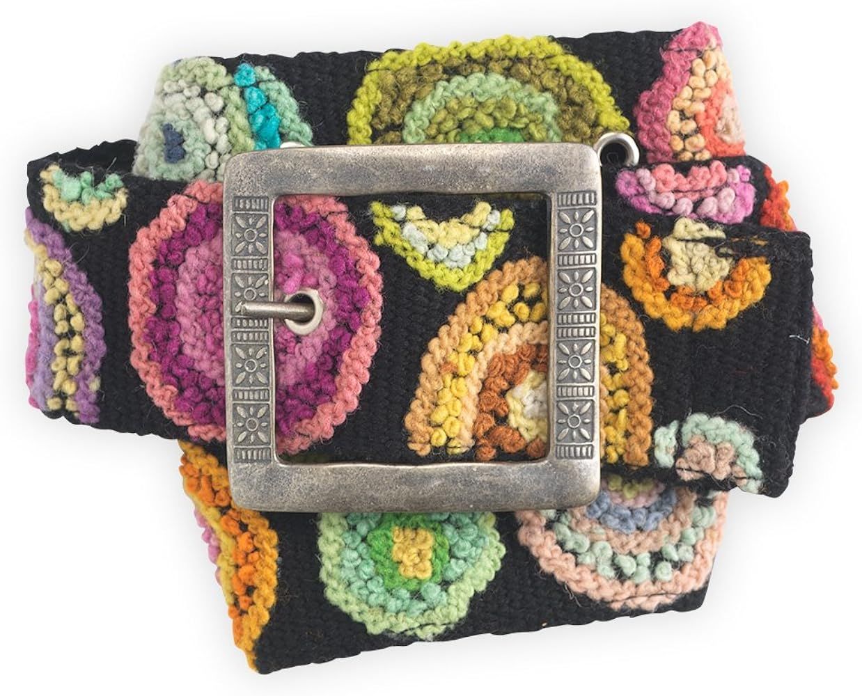 Circle Me Hand Embroidered Wool Fair Trade Belt | Amazon (US)