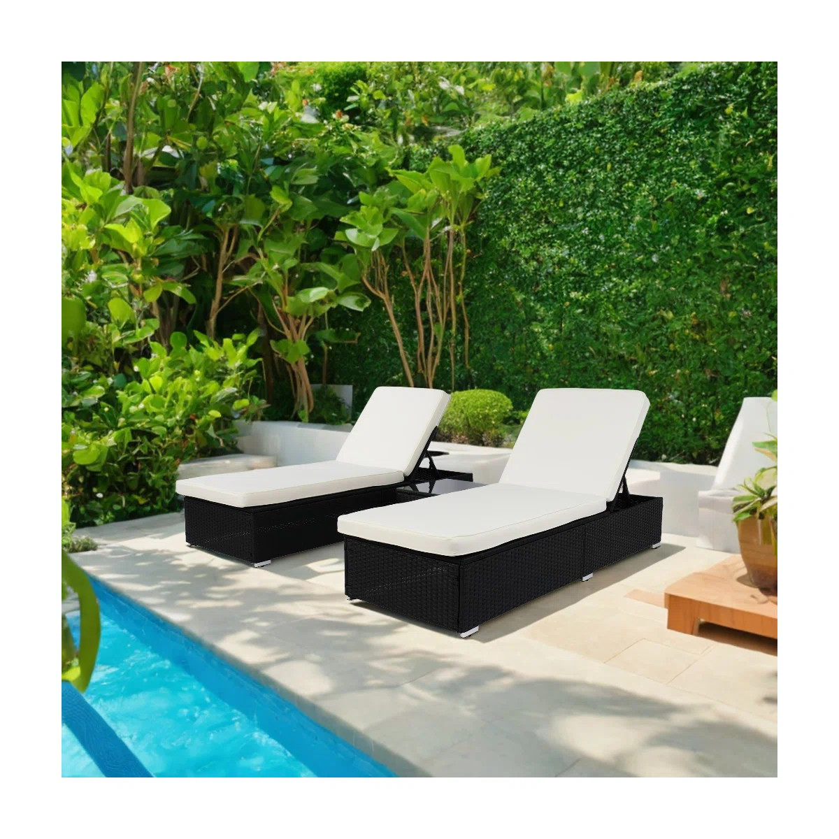 Caleal Reclining Weather Resistant Metal Outdoor Chaise Lounge Set with Table and Cushions | Wayfair North America