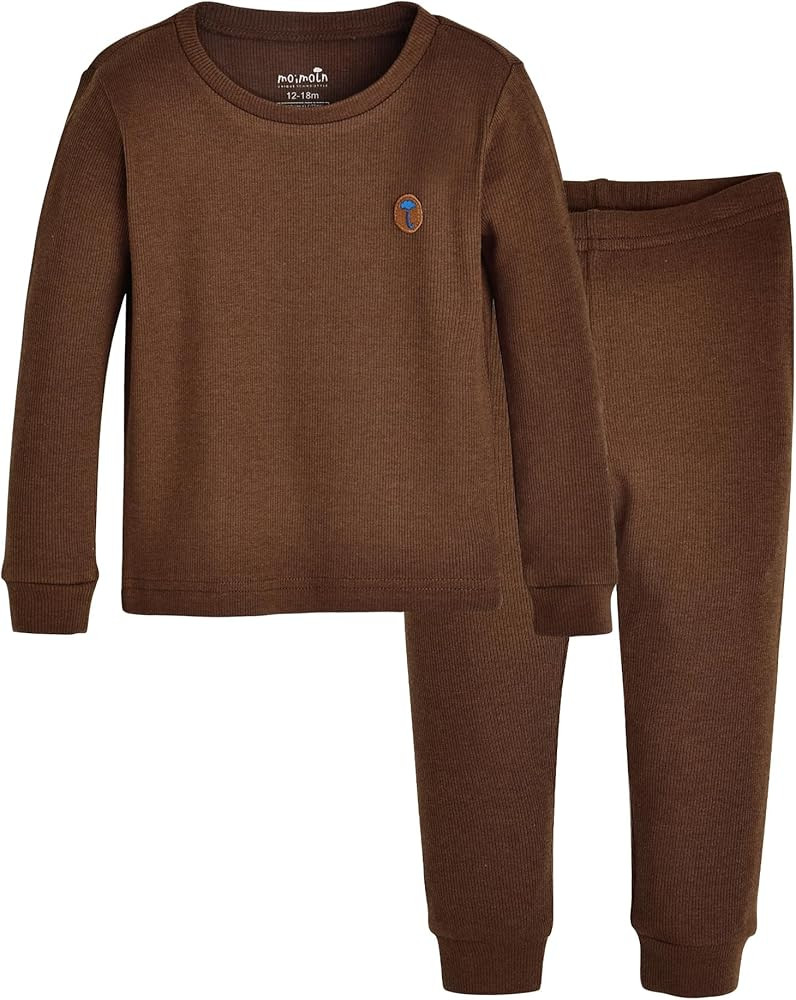 moimoln Baby Boys Girls Kids Toddler Snug fit Soft and Comfortable Solid Ribbed Pajamas for Daily... | Amazon (US)
