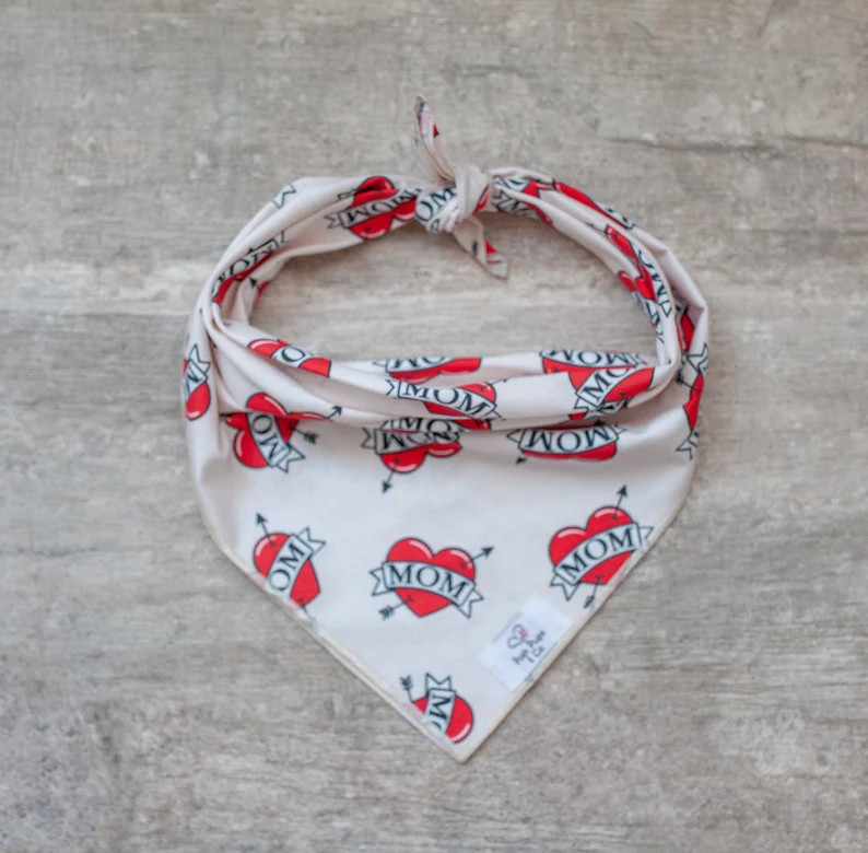 Mom Bandana, Mother's Day Dog Bandana, I Love My Mom Dog Bandana | Etsy (US)