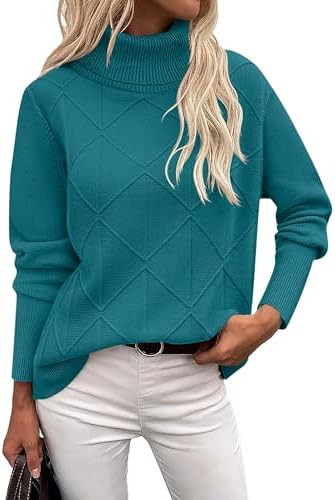 Zeagoo Women's Turtleneck Sweater Fall Winter 2025 Long Sleeve Chunky Knitted Trendy Pullover Top... | Amazon (US)
