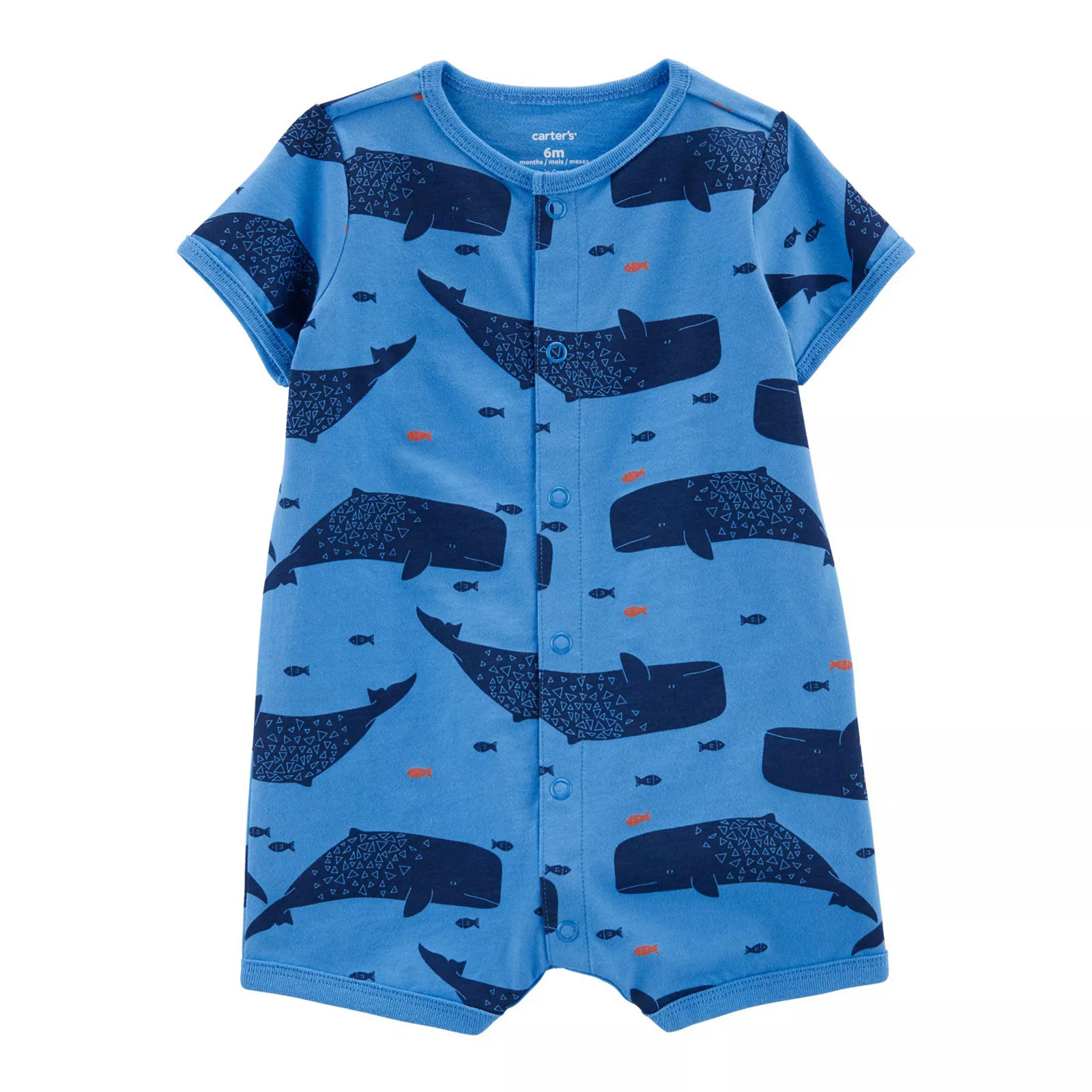 Baby Boy Carter's Whale Print Snap-Up Romper, Infant Boy's, Size: 12 Months, Med Blue | Kohl's