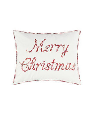 Peppermint Plaid Merry Embroidered Decorative Pillow, 18" x 14" | Macy's