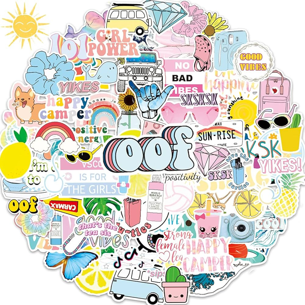 Stickers for Water Bottles, YANENAN 100 PCS Cute Vinyl Waterproof Aesthetic Stickers for Laptop, ... | Amazon (US)