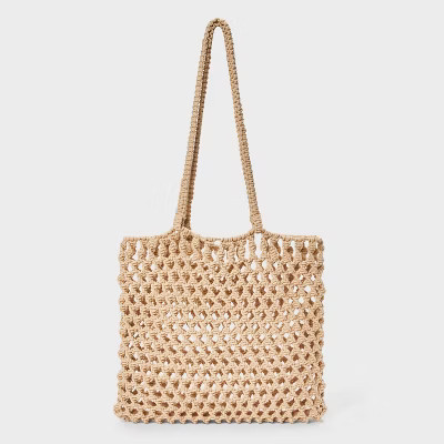 Crochet Shopper Market Tote Handbag - A New Day™ Cream | Target