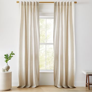 Custom Size Solid European Flax Linen Curtain with Blackout Lining | West Elm (US)