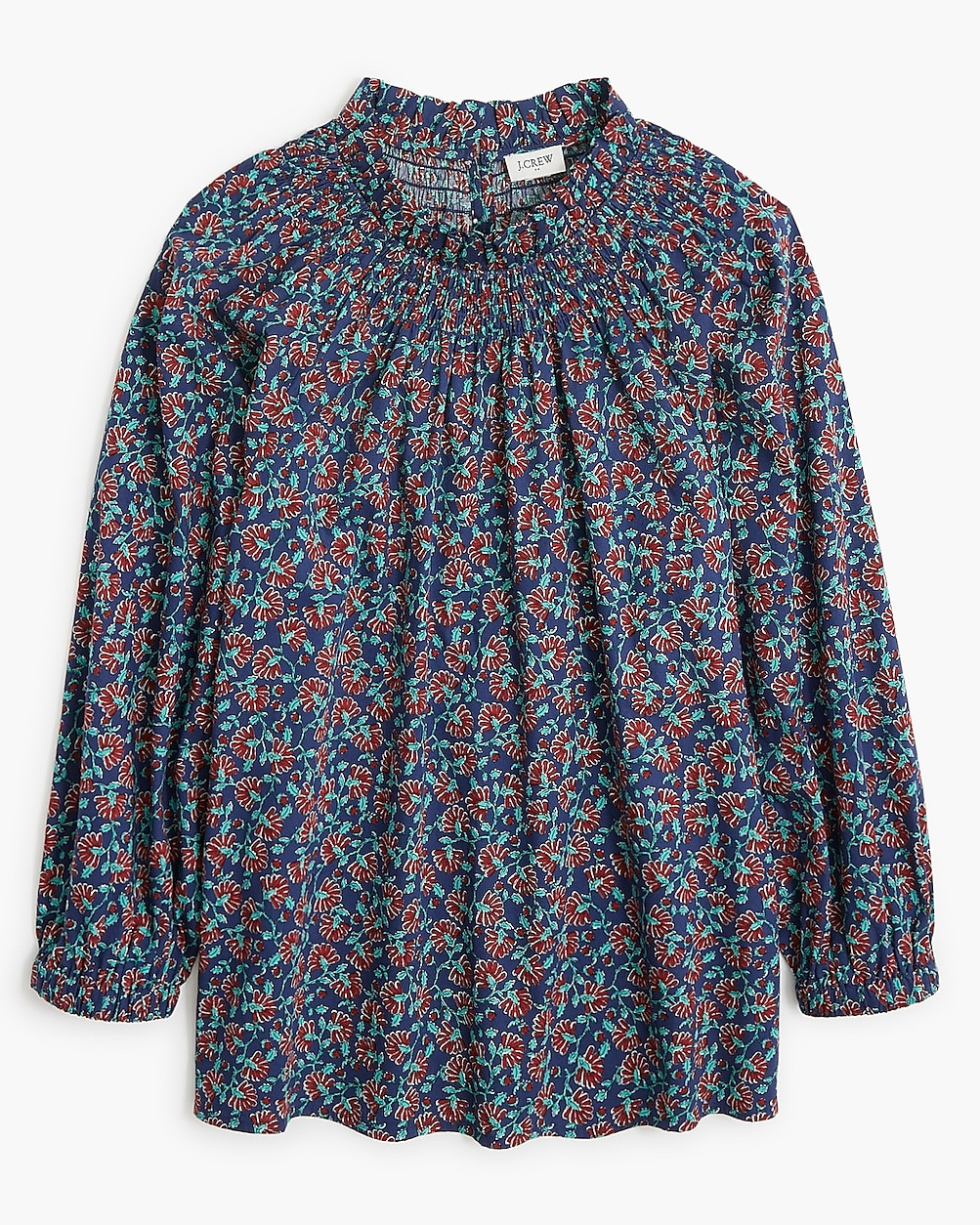 Printed smocked-neck top | J.Crew Factory