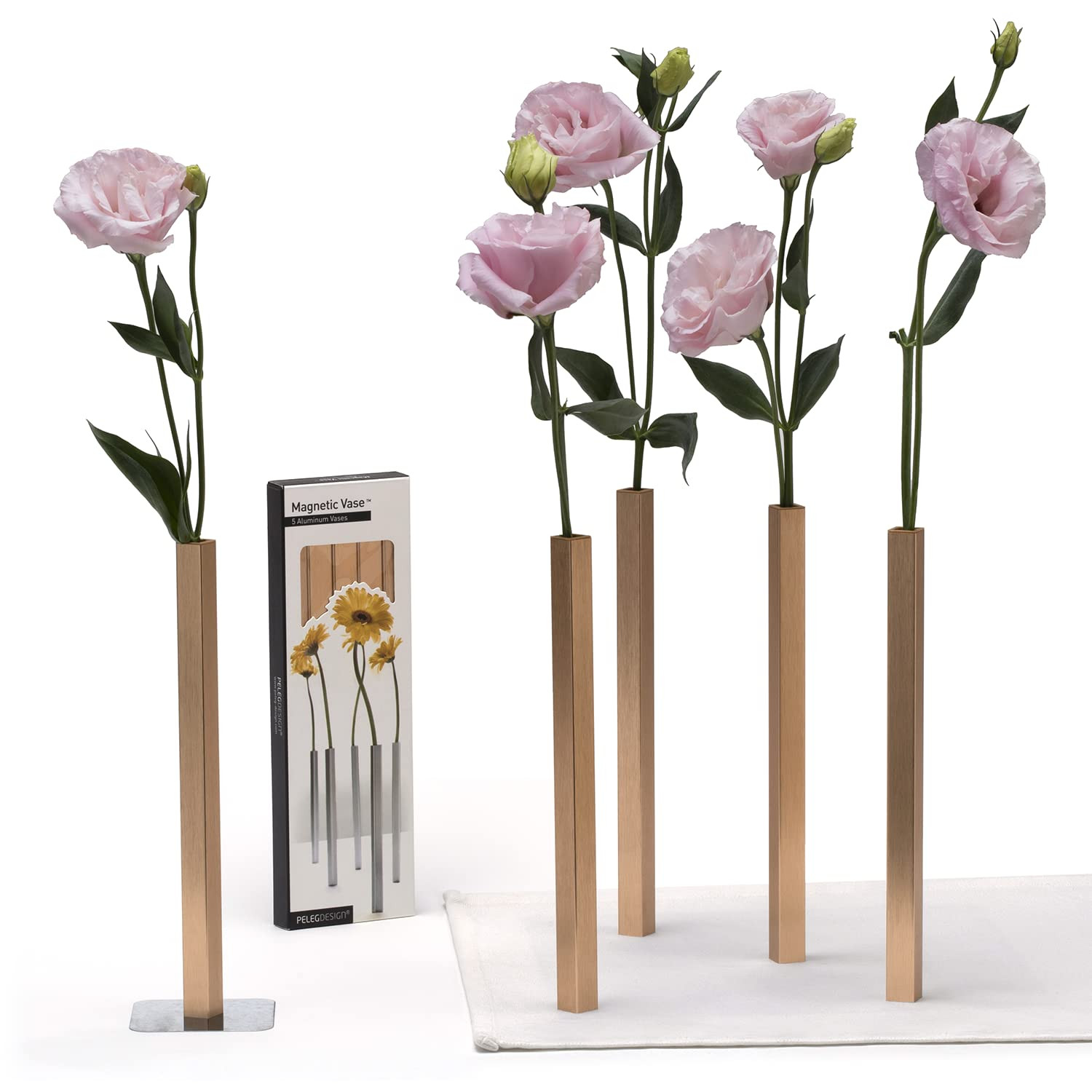PELEG DESIGN Magnetic Bud Vase Set (Gold) - Unique Home Decor Gift & Modern Table Centerpiece - 5... | Amazon (US)