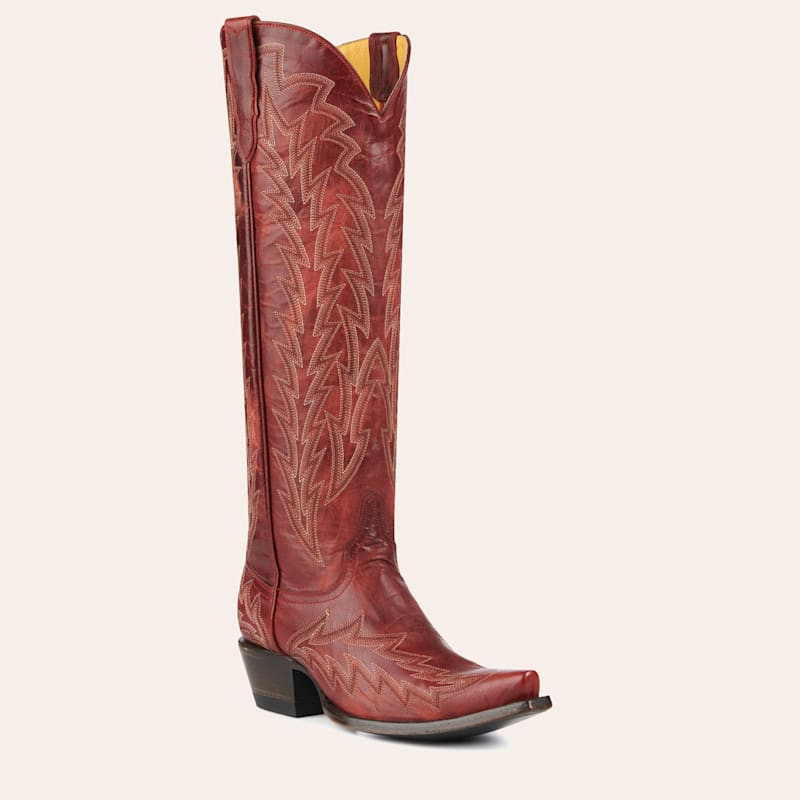 JRC & Sons Women’s Nancy Dark Red Snip Toe Tall Cowboy Boots | Cavender's