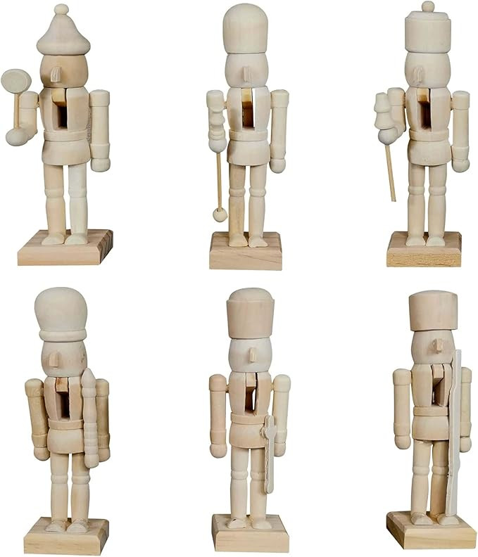 Unfinished Wood Nutcracker Ornaments Christmas Wooden Mini Unpainted Nutcracker Soldier Christmas... | Amazon (US)