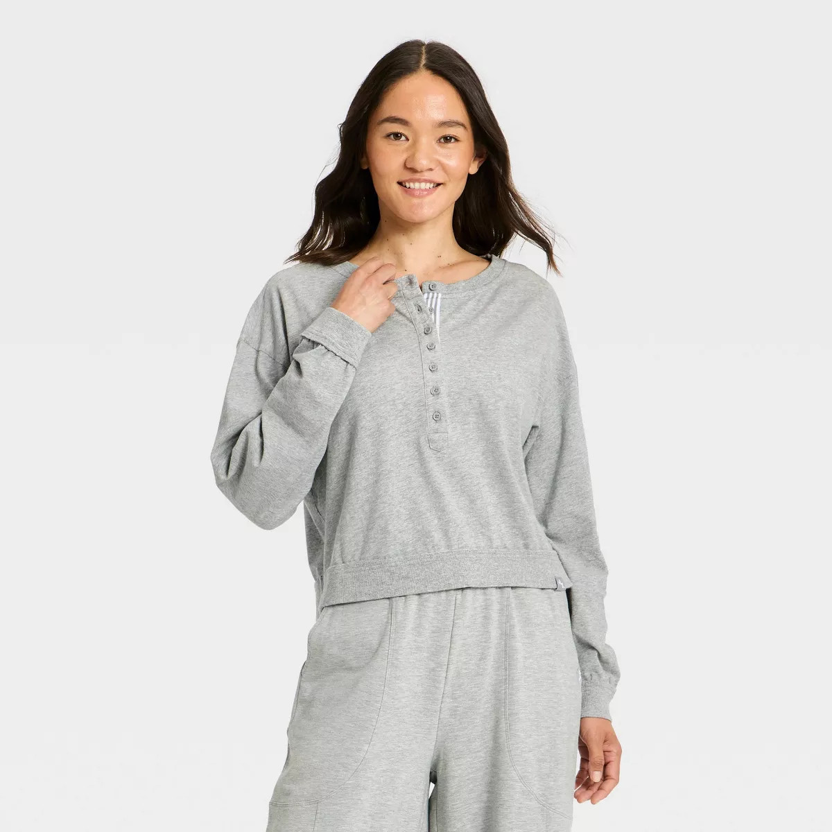 Women's Active Jersey Henley Pullover - JoyLab™ Gray XXS | Target