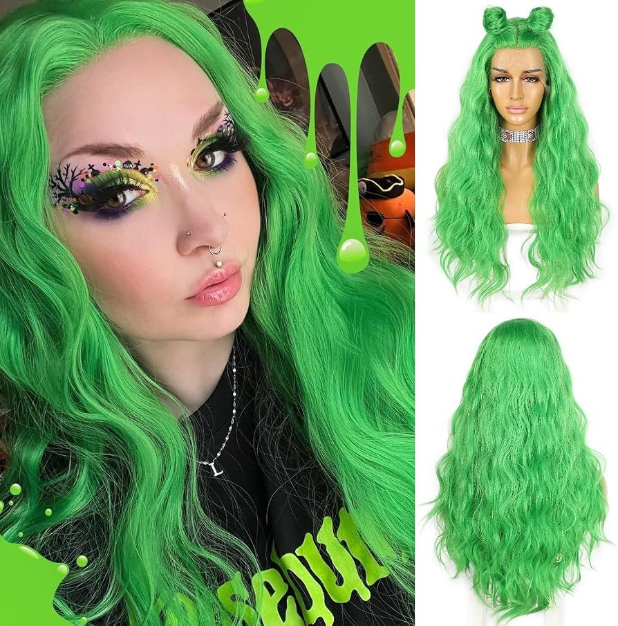 SAPPHIREWIGS Bright Green Color Daily Makeup Heat Resistant Hair Queen Women Wedding Party Synthe... | Amazon (US)