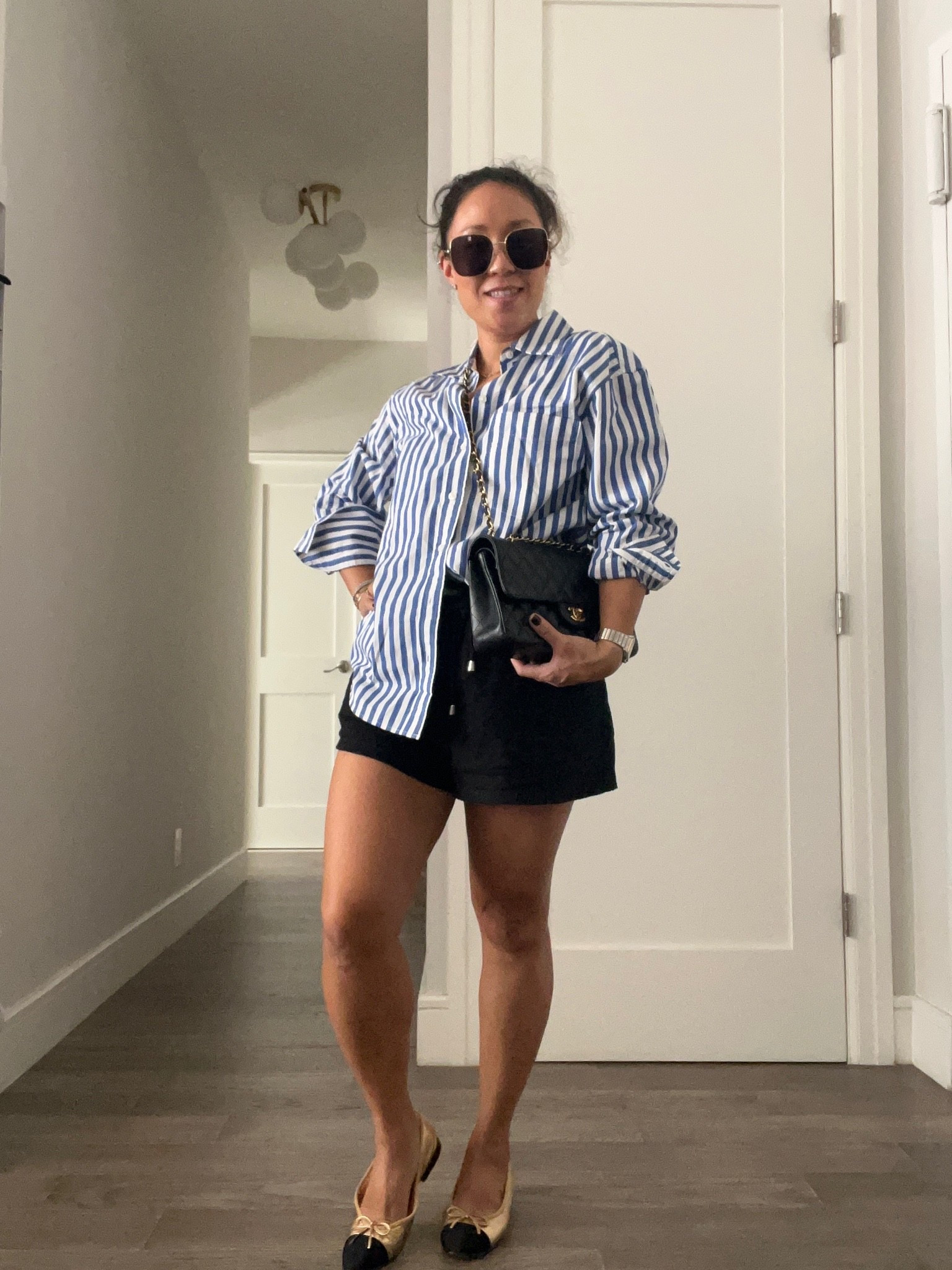 Ready for school pick-up. True story, except I wore sneakers. This is the most versatile woven button-down shirt. I love it. Oversized fit. I’m wearing an xxs. Comes in so many colors.

#LTKmomlife #LTKTravel #LTKPetite