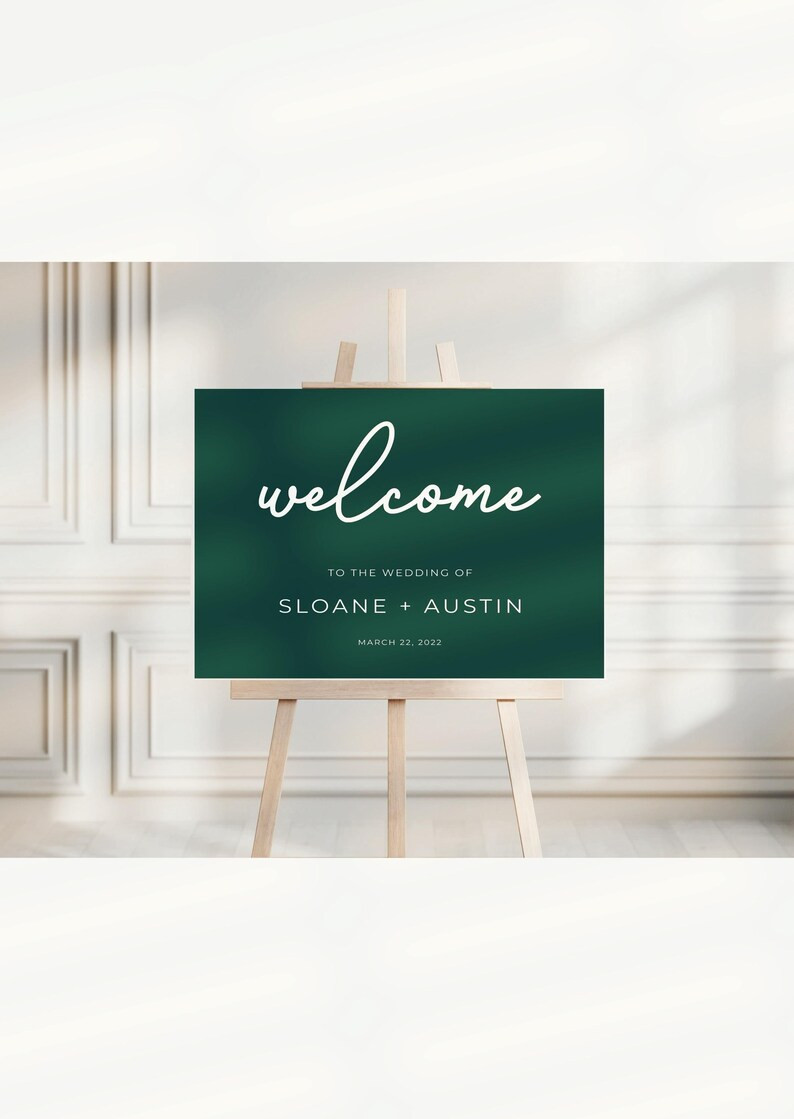 Emerald Green Welcome Wedding Sign, Wedding Entrance Sign, Emerald Green Wedding Decor, Wedding S... | Etsy (US)