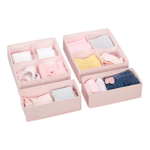 Your Zone Children’s Drawer Organizers, Pink, 4-Pieces - Walmart.com | Walmart (US)