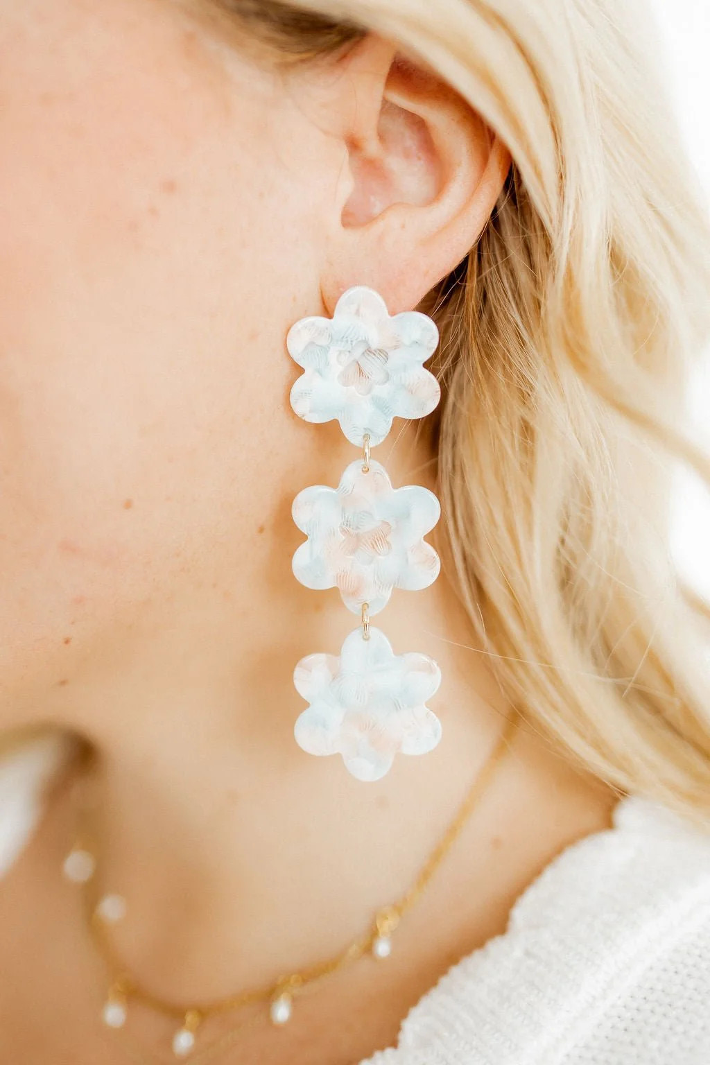 Zoey Statement Earrings - Mint Shell | LINNY CO LLC