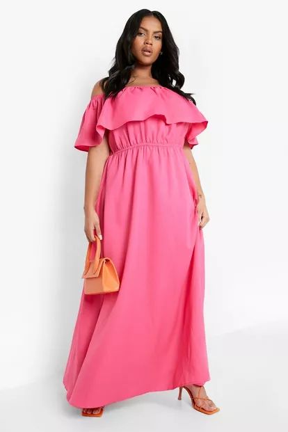 Plus Ruffle Bardot Maxi Dress | Boohoo.com (UK & IE)