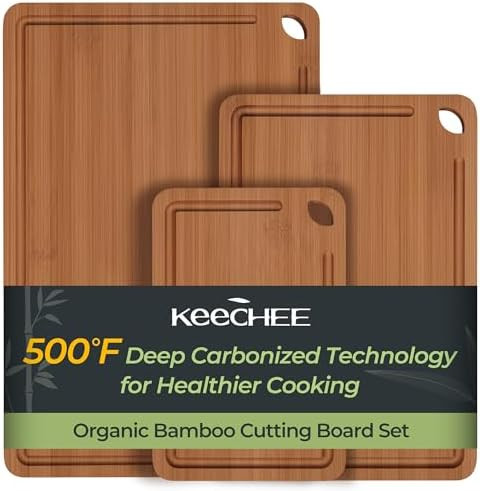Keechee Bamboo Cutting Board, Durable Wood Cutting Boards for Kitchen with Deep Juice Grooves & B... | Amazon (US)