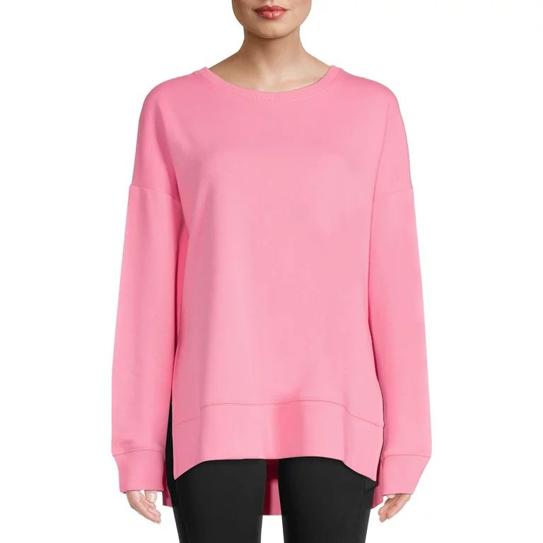 Athlux Women's French Terry Cloth Crewneck Sweatshirt with Side Slits | Walmart (US)
