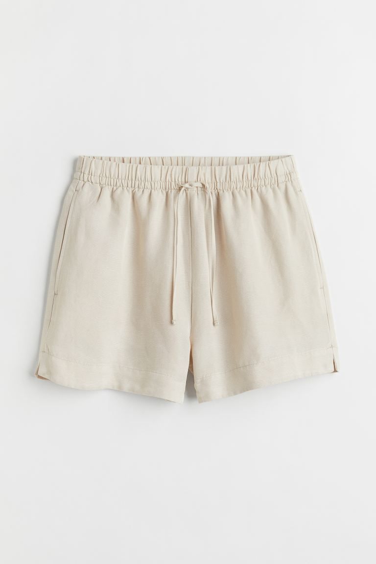 Linen-blend Shorts - Light beige - Ladies | H&M US | H&M (US)