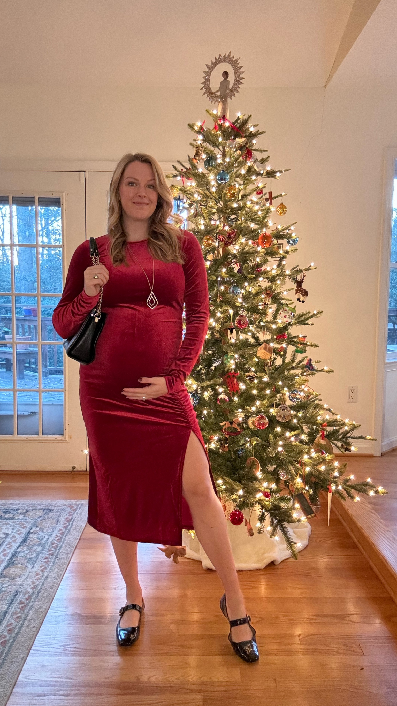 Non Maternity velvet dress is back in stock in a bunch of sizes and still on sale for the holidays. I sized up for the bump & love the fit and soft material.

Comes in black and a champagne that’s perfect for New Year’s Eve 

Christmas dress, dressy holiday outfit idea 

#LTKBump #LTKFindsUnder50 #LTKHoliday