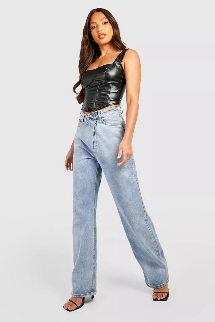 Tall Pu Square Neck Boning Detail Corset | boohoo (US & Canada)