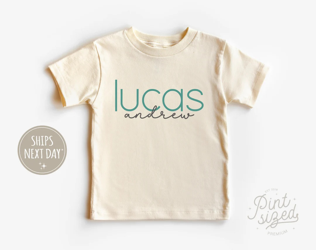 Personalized Boys Name Toddler Shirt  Cute Custom Natural - Etsy | Etsy (US)