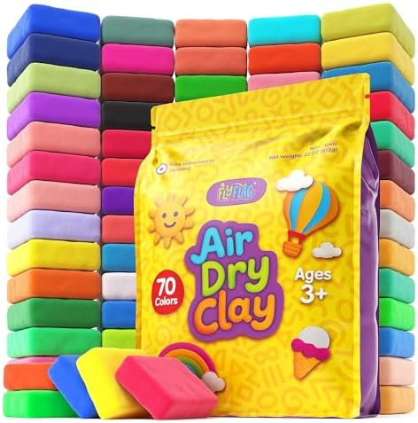 FlyFlag Air Dry Clay - 70 Colors, Ultra Light and Soft, Non-Toxic Modeling Clay for Kids with Too... | Amazon (US)