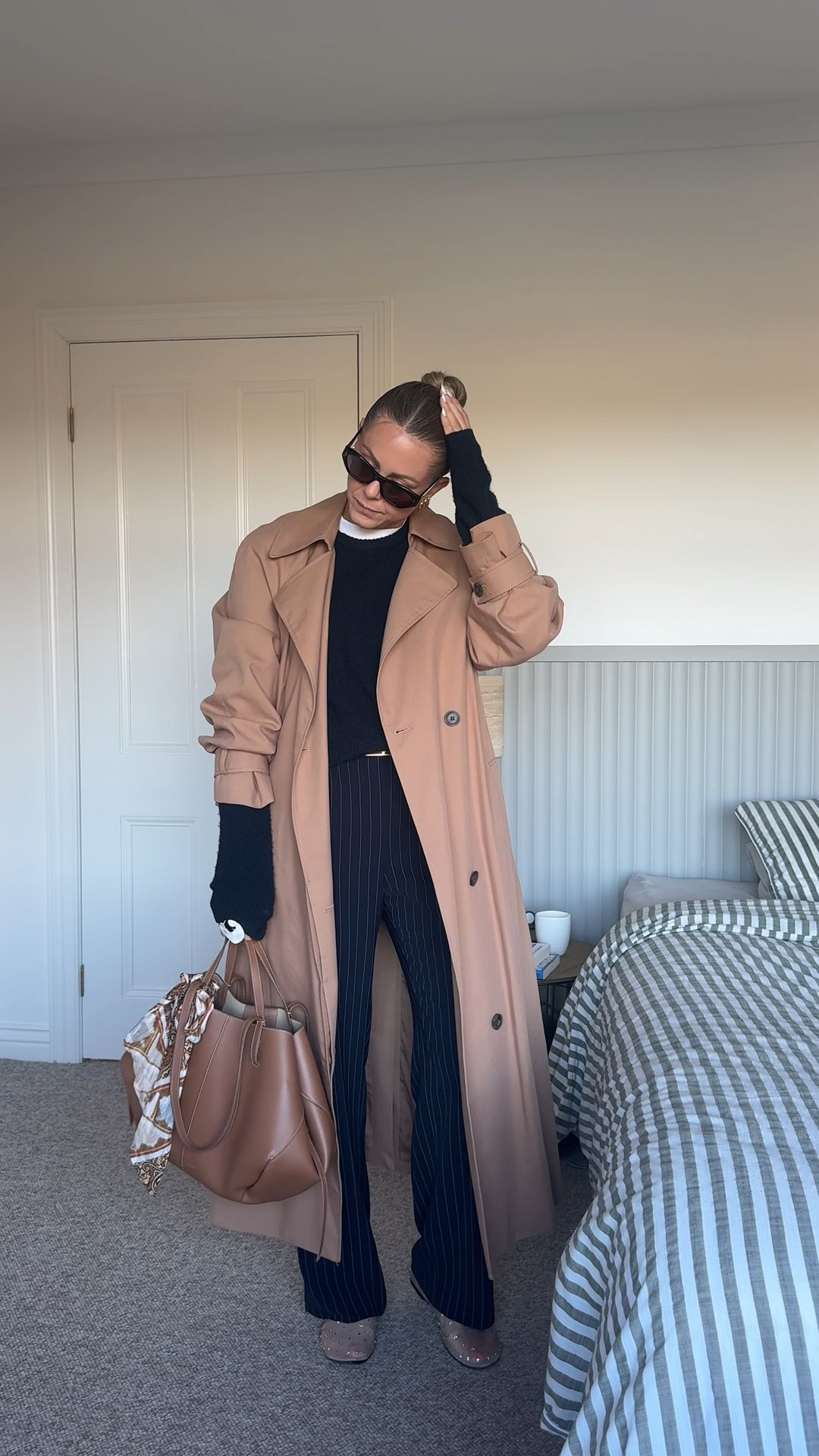 Navy and tan for a cold, autumn day in the office. I’m in a 14 in the trench, a 12 in the pants, and a medium in the jumper.

#LTKautumn #LTKstyletip #LTKaustralia