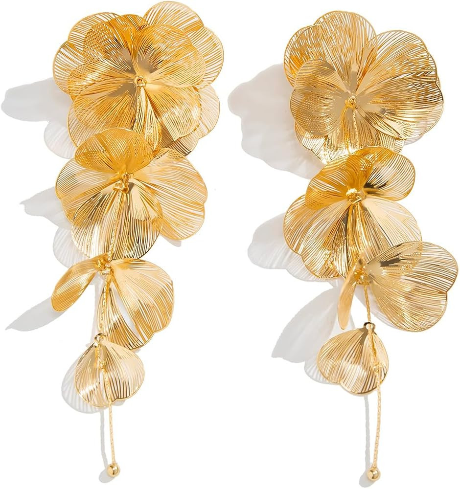 Acrylic Tassel Flower Earrings - Colorful Leaf Floral Dangle Drop Long Earrings for Women | Amazon (US)